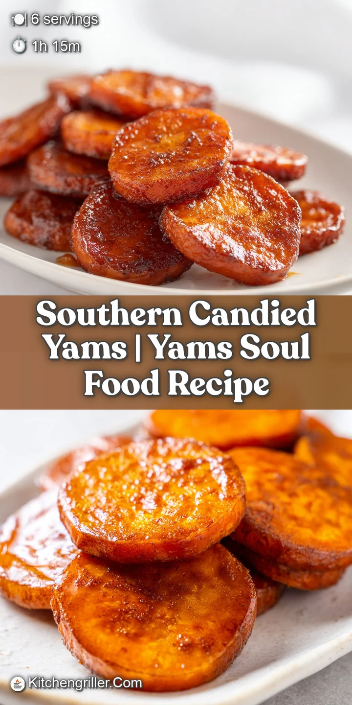 Macro shot of a glistening, caramelized orange yam slice dripping with a thick, golden-brown cinnamon glaze.