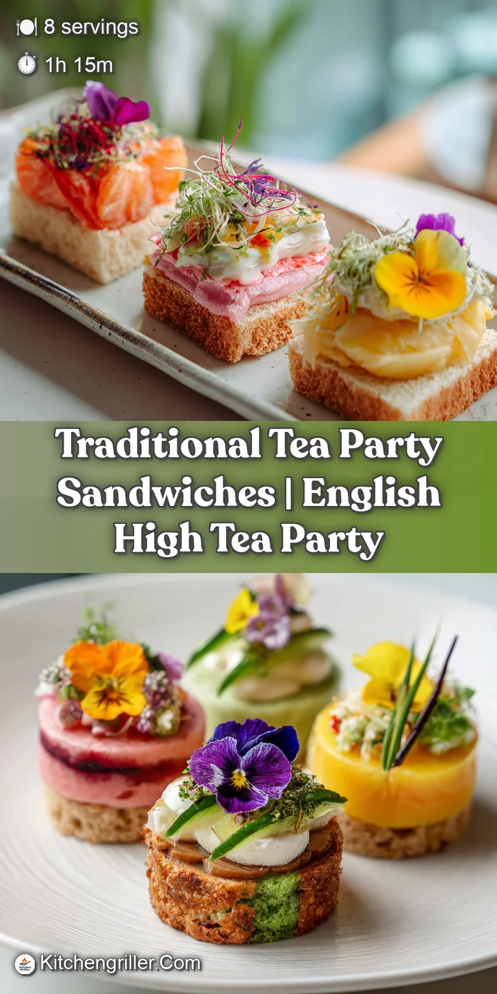 A close-up of a precisely cut finger sandwich showcasing vibrant pink salmon mousse and soft white bread.