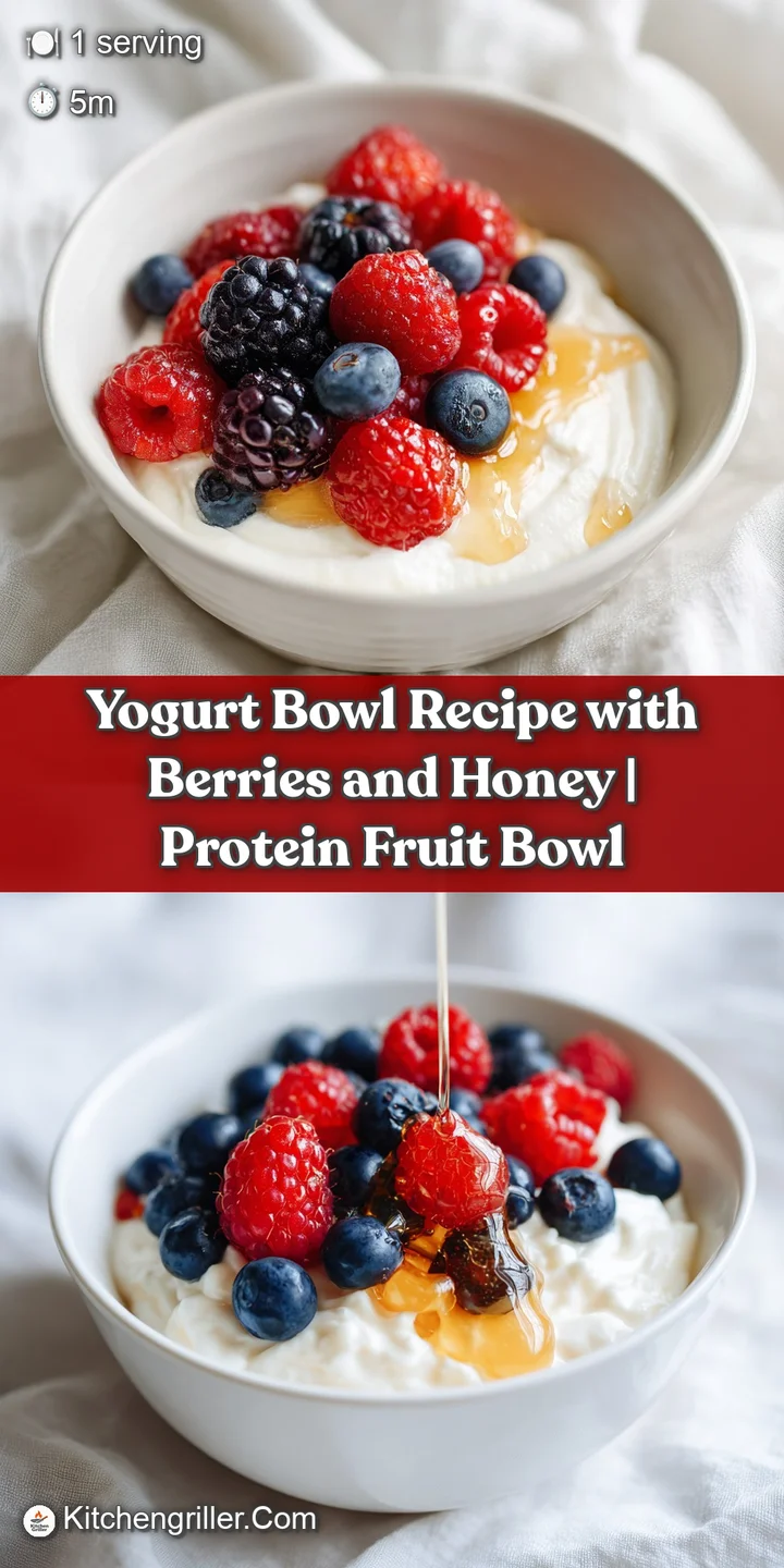 Close-up capturing the creamy texture of yogurt, the juicy burst of fresh berries, and the sticky sweetness of honey in a ...