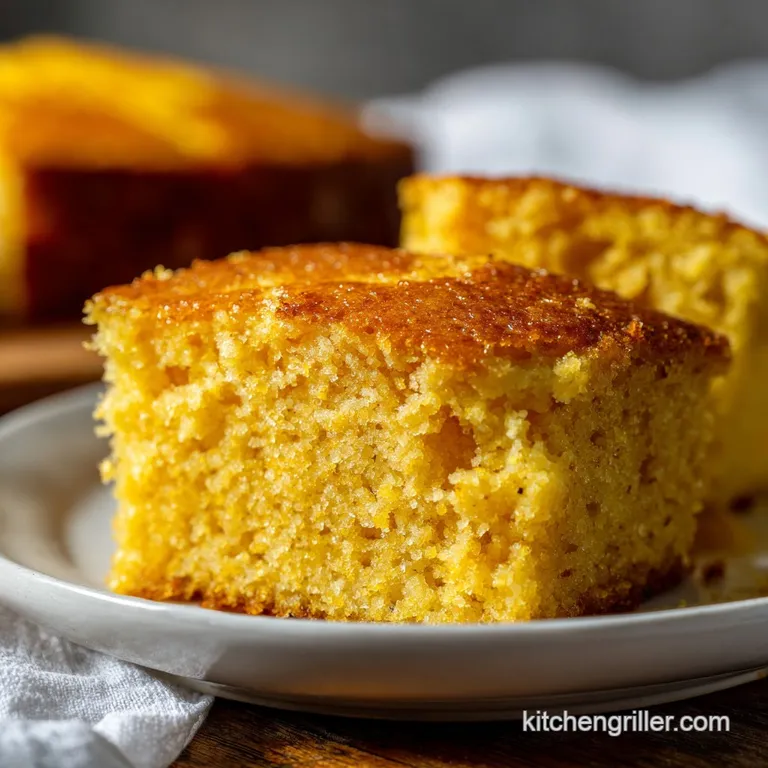Warm, rustic cornbread slice served with a dollop of creamy butter and a sprinkle of chives.