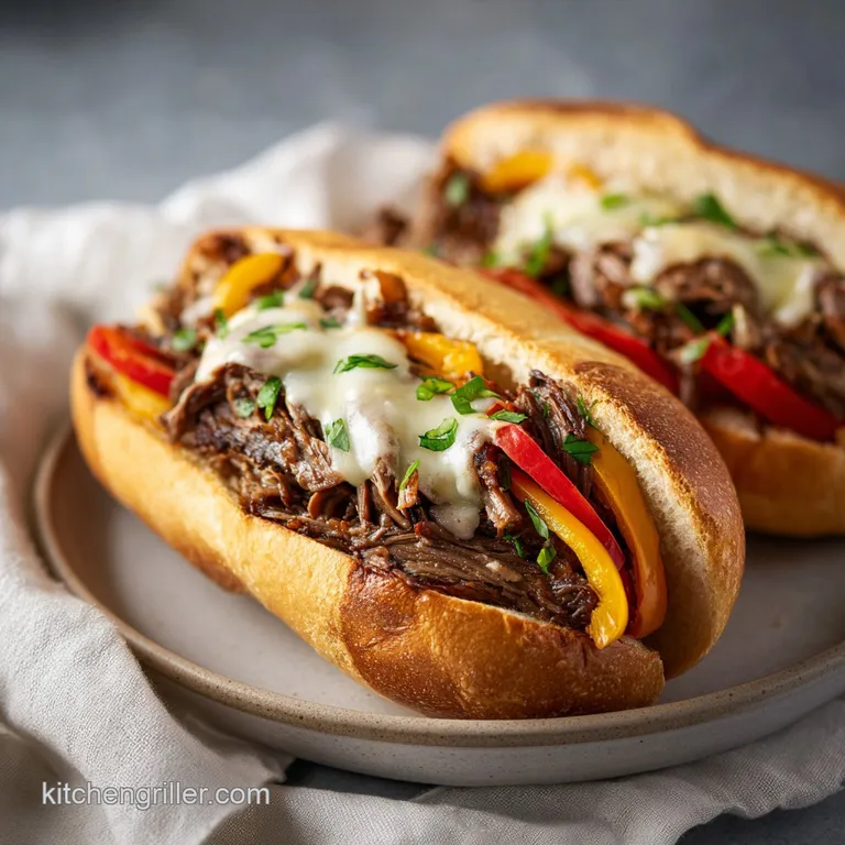 A cheesesteak half, dripping with cheese, rests on parchment. Crisp golden onions glisten with savory juices, so tempting.