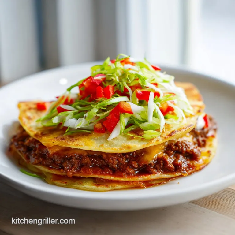 A juicy burger sandwiched between crispy tortillas, sliced and served with vibrant pico de gallo.