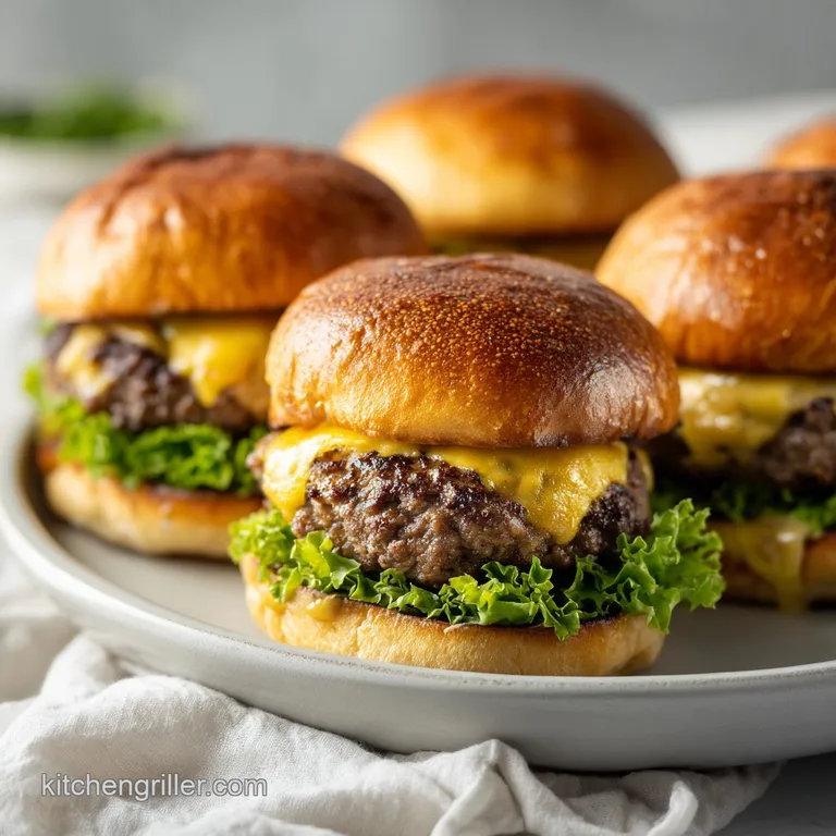 Juicy smash burger stacked high on a toasted bun, drizzled with sauce and topped with fresh lettuce.