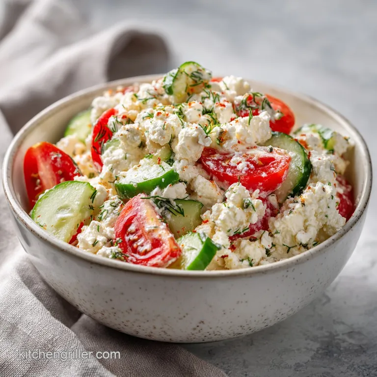 Cottage Cheese Salad with Tomato and Cucumber