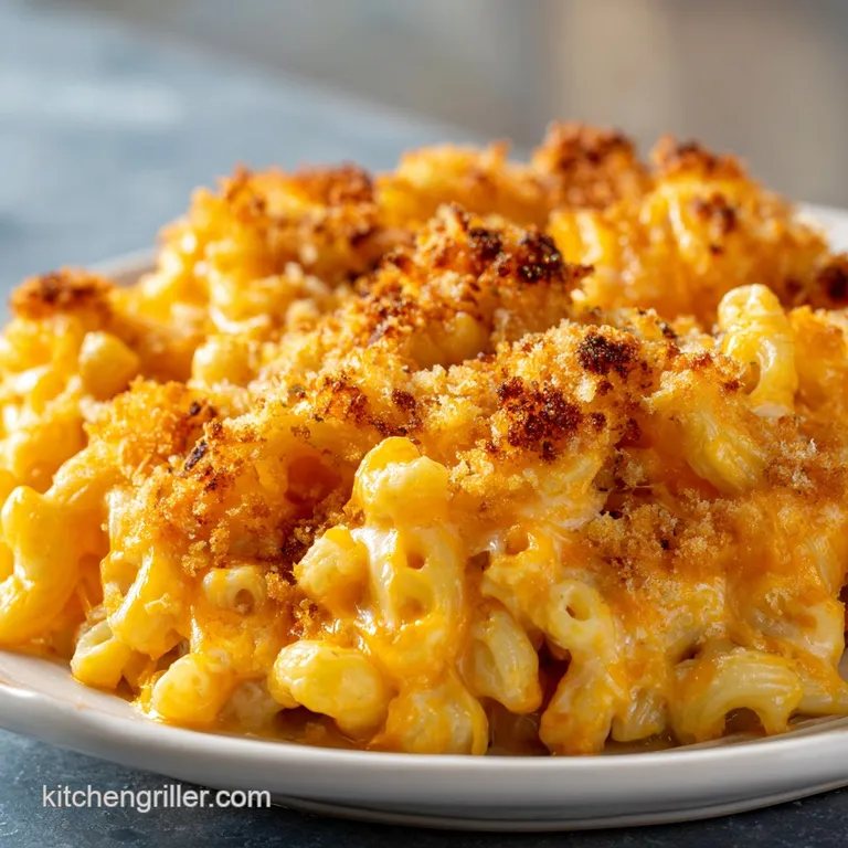 A creamy scoop of cheesy pasta topped with fresh parsley on a minimalist matte black plate with a silver fork.