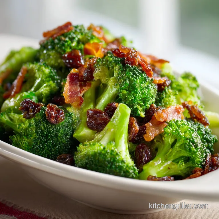 Creamy Broccoli Salad with Bacon and Raisins