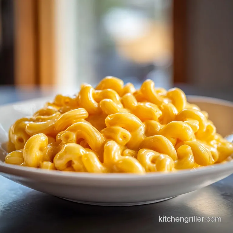 A neat scoop of cheesy elbow pasta topped with chopped parsley on a sleek plate with steamed green broccoli.