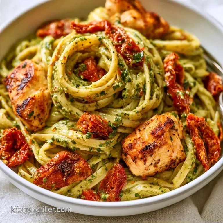 Creamy Chicken Pesto Pasta with Sun-Dried Tomatoes