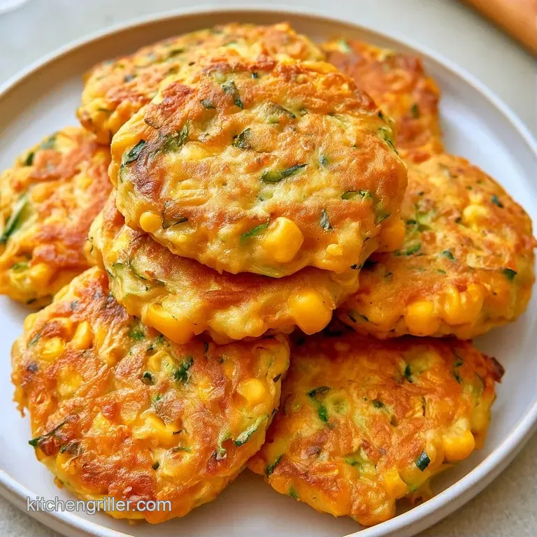 Three golden-fried vegetable patties arranged on a white plate with fresh microgreens and a swirl of yogurt sauce.