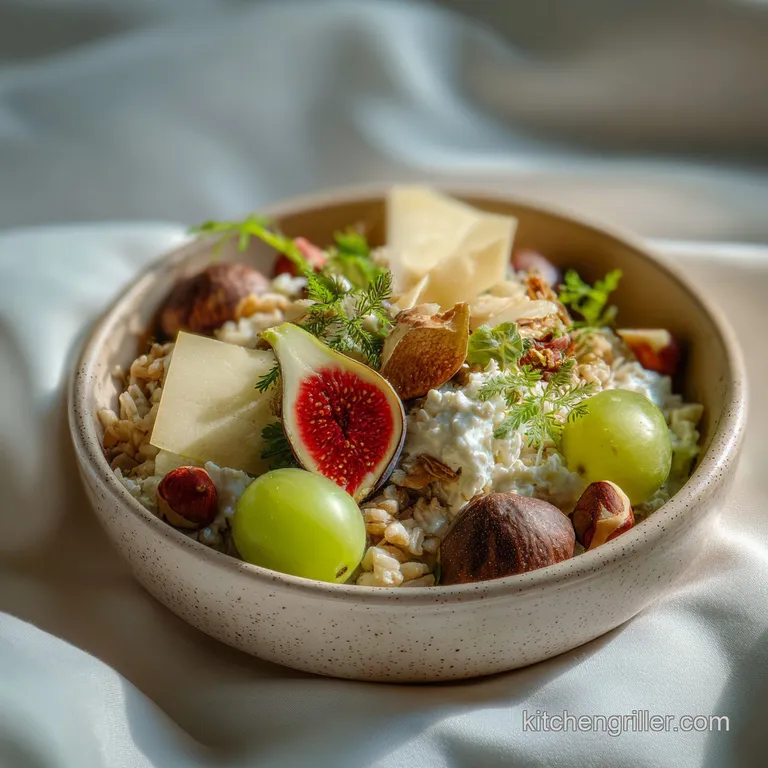 An artful arrangement of prosciutto roses, creamy brie, and vibrant berries, plated for an elegant single serving.