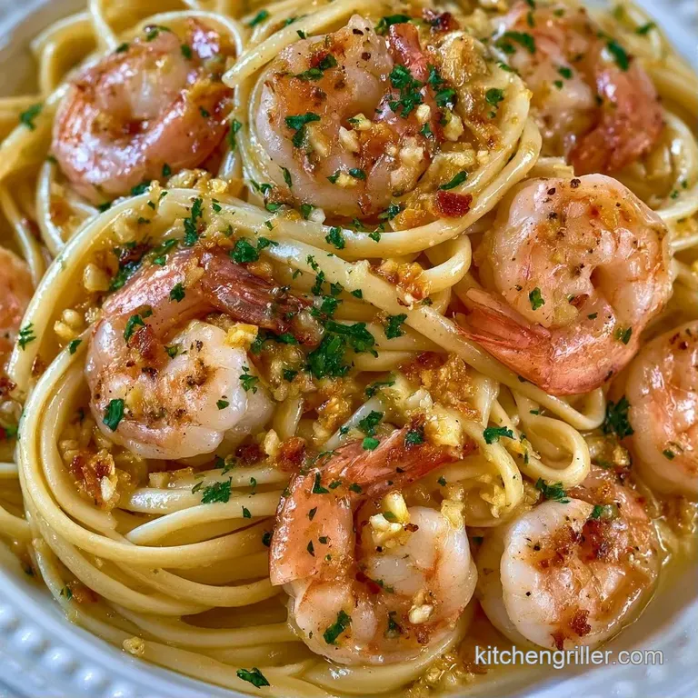 Two elegant plates of pasta topped with fresh parsley and lemon wedges, set on a dark slate table with warm lighting.
