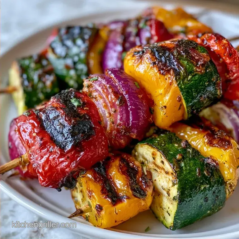 Grilled Pepper and Onion Skewers with Zucchini