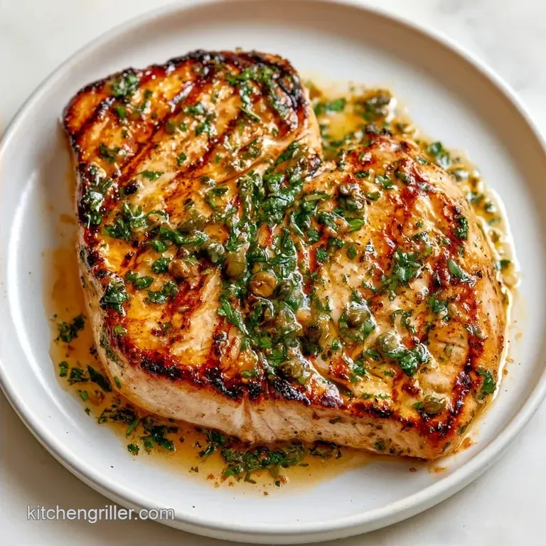 Grilled Swordfish with Basil Caper Butter in 25 Minutes