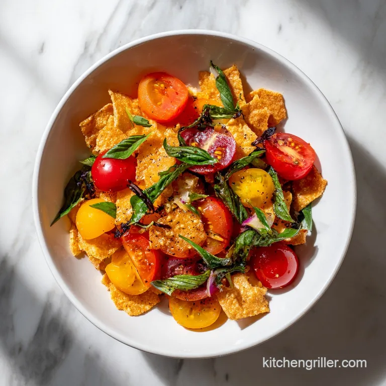 Close-up of a plated no-cook dinner; grilled chicken, bright greens, juicy tomatoes, a simple, elegant, and healthy single...