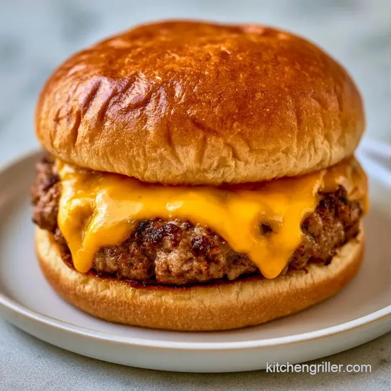 Searing hot patties topped with gooey cheese and fresh greens, plated neatly with a side of crispy golden fries.