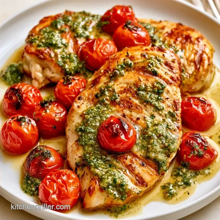 Baked Pesto Chicken with Grape Tomatoes