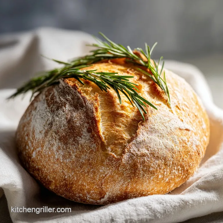 Slices of artisan sourdough, rosemary & sea salt visible, on linen. Golden crust, airy crumb, ready to be savored.