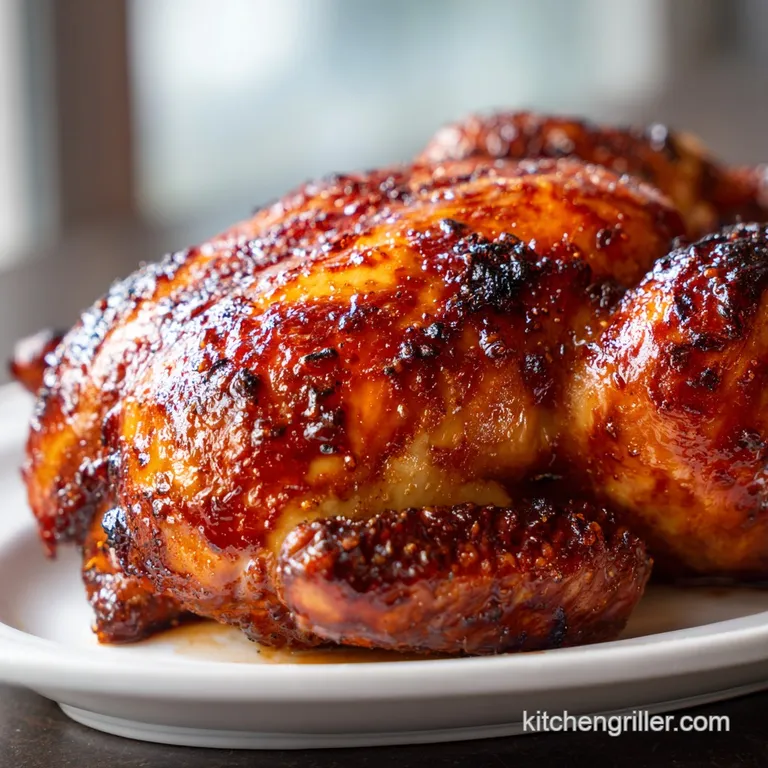 Tender smoked chicken quarter with crispy, caramelized skin, plated beautifully with a bright, colorful side salad.