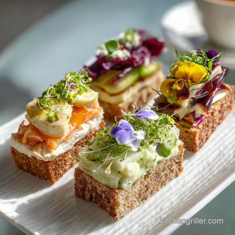 Delicate cucumber and cream cheese finger sandwiches artfully plated with a side of fresh fruit.