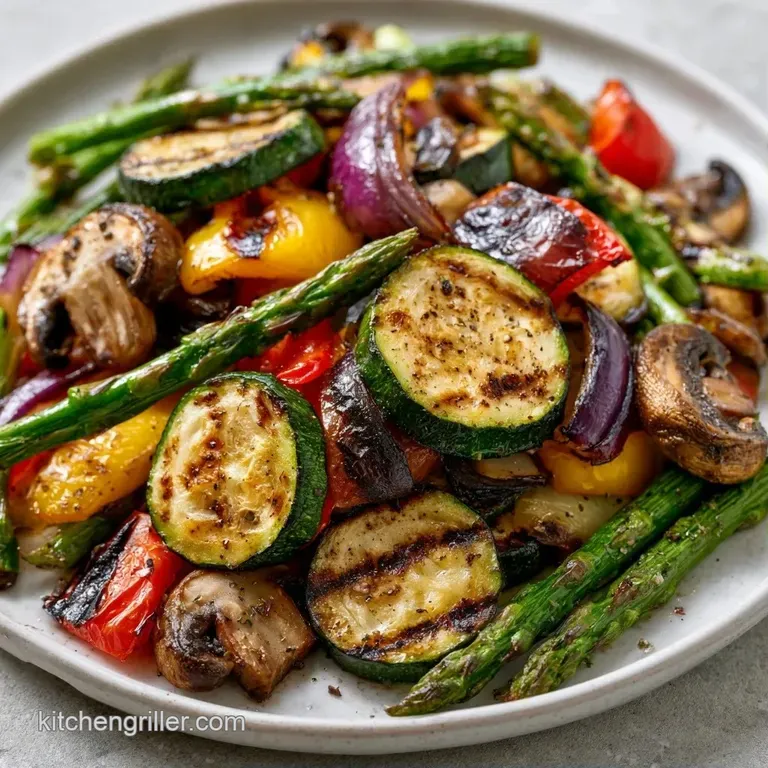 Vibrant roasted vegetables arranged on a white ceramic platter, garnished with fresh parsley and lemon wedges.