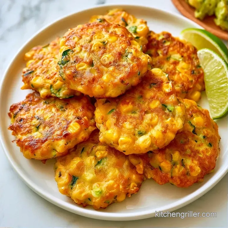 A stack of crispy, golden patties topped with dollops of white cream and sprigs of green herbs on a slate platter.